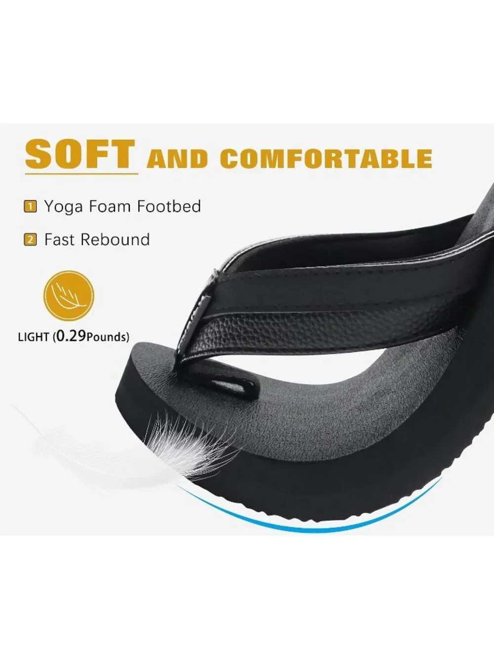 Mens All Black Yoga Mat Leather Flip Flops Slip On Indoor Outdoor Sandal Slipper